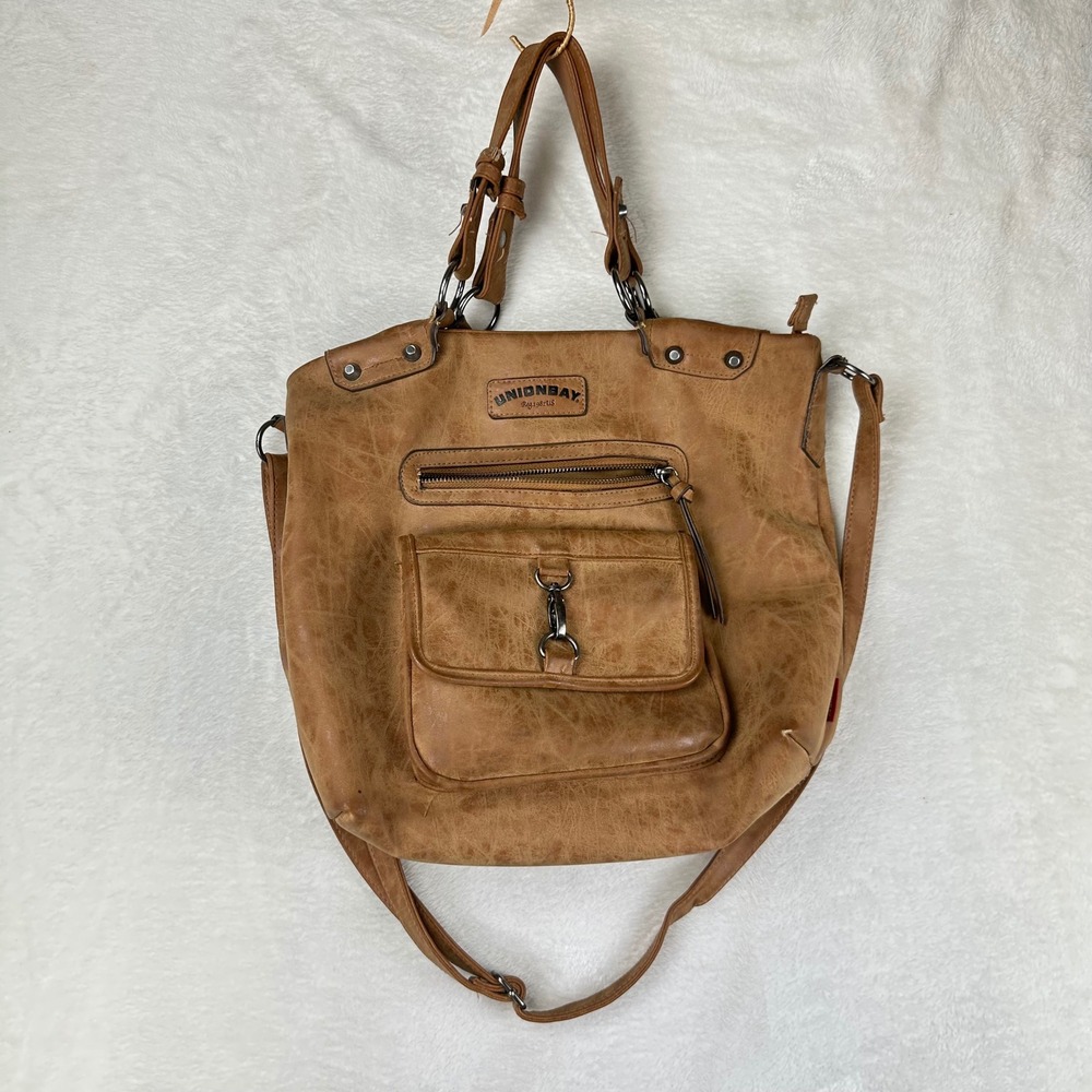 Unionbay Tote Bag Women Shoulder Handbag Large Brown Faux Leather VTG Grunge